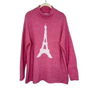 Cupcakes and Cashmere Pink Eiffel Tower Knit Sweater, XL